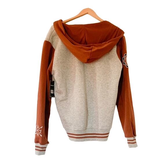 Aeropostale-87 Varsity Zip Up-Hoodie-Sweatshirt-Cotton Blend-Gray-Orange-Mens-M - Picture 2 of 3
